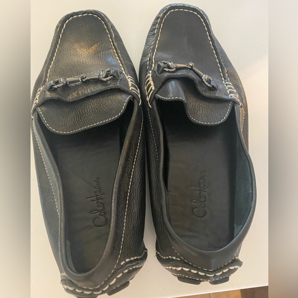 Clark black leather cream stitching loafers - Picture 10 of 12